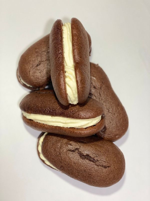 Stack of gluten free devil dogs with vanilla cream filling